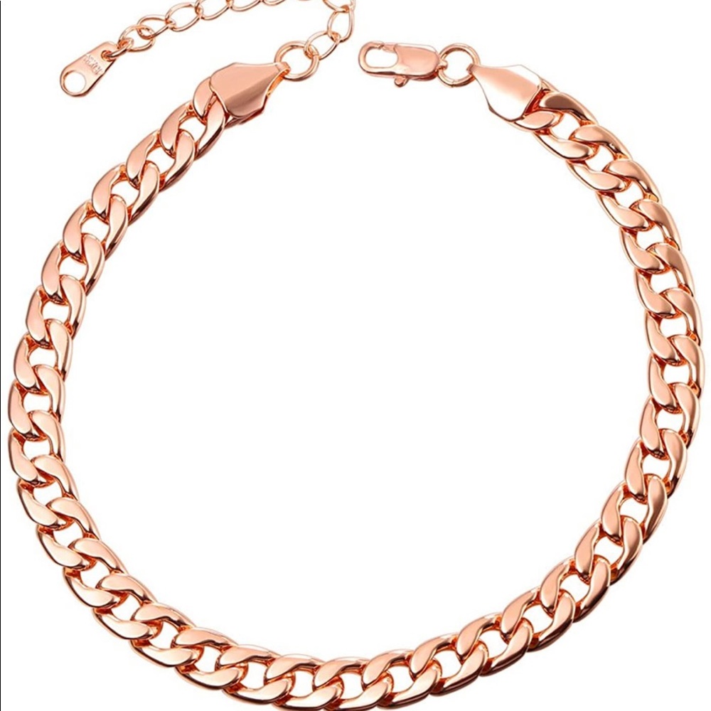 Women 18K Rose Gold Stainless Anklet Bracelet